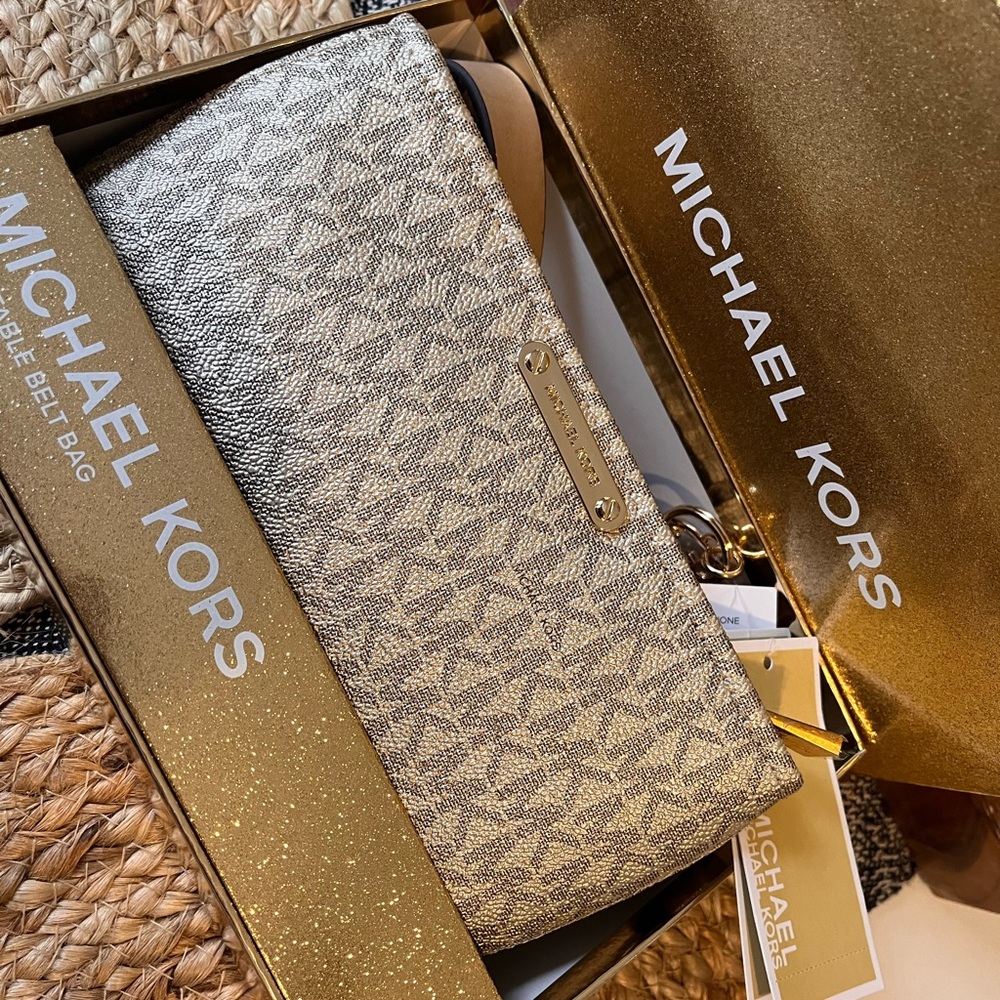 New with tags Michael Kors gold & brown belt bag